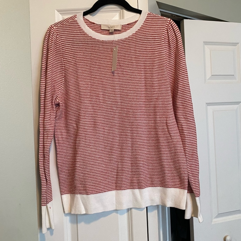 LOFT striped puff sleeve sweater